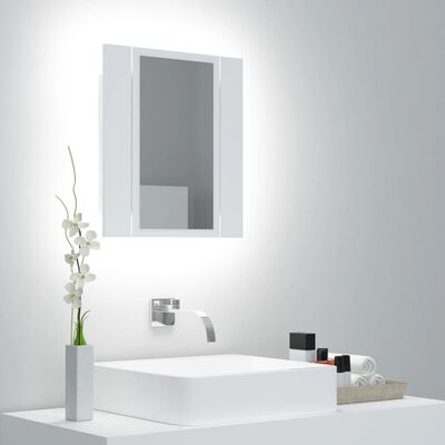 vidaXL LED Bathroom Mirror Cabinet White 15.7"x4.7"x17.7" Acrylic