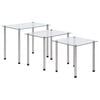 vidaXL Nesting Table Set of 3 Transparent Tempered glass, stainless steel