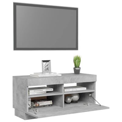 vidaXL TV Cabinet with LED Lights Concrete Gray 32"x14"x16"