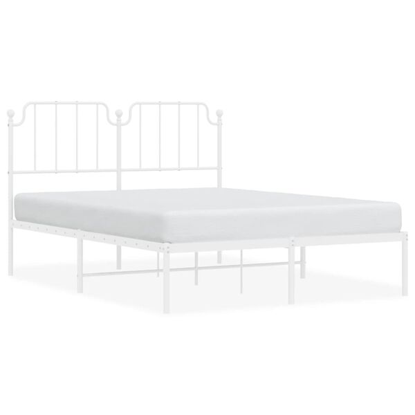 vidaXL Bed Frame White Powder-coated steel Full Bed Frame Rectangular