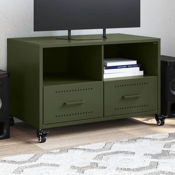 vidaXL TV Cabinet Olive Green Cold-rolled steel Medium TV Cabinet