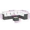 vidaXL Garden Sofa Set Black PE rattan, powder-coated steel, tempered glass