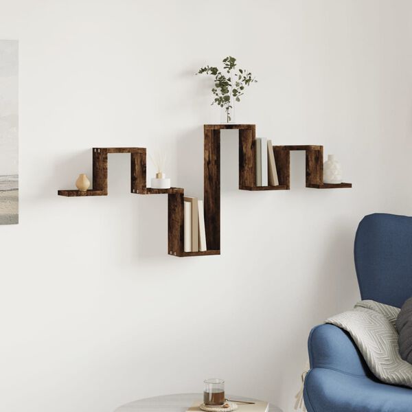 vidaXL Wall Shelf Smoked Oak 41.1"x3.9"x16.9" Engineered Wood