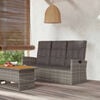 vidaXL Garden Bench Grey PE rattan, powder-coated steel