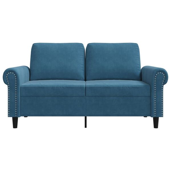 vidaXL 2-seater Sofa Blue Velvet (100% polyester), metal, textilene Medium