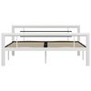 vidaXL Bed Frame White and Black Metal 55 x 79 in Decorative Inlays