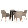 vidaXL 5 Piece Patio Dining Set with Cushions Brown