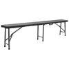 vidaXL Garden Bench Set of 2 Black Powder-coated steel, HDPE 70.9 in