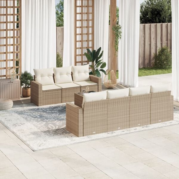 vidaXL Garden Sofa Set Beige, Cream White