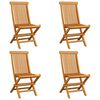 vidaXL Patio Chair Set of 4 Light Blue Solid Teak Wood Standard