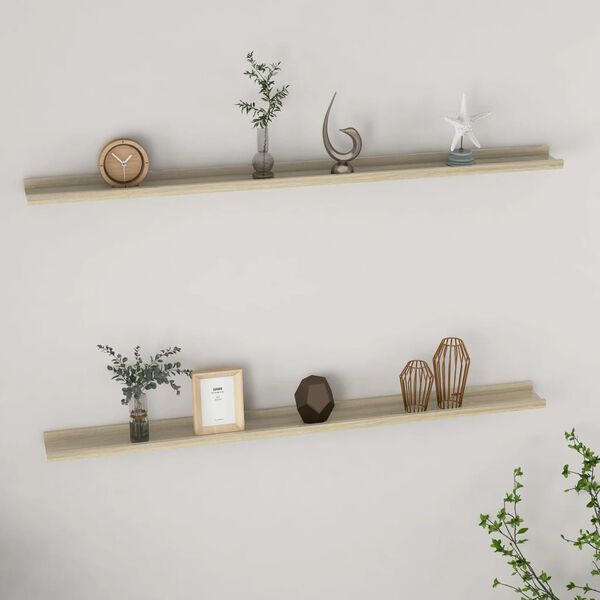vidaXL Wall Shelf Set of 2 Sonoma Oak MDF Medium Wall Mounting
