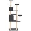 vidaXL Cat Tree Dark Grey Engineered wood, plush, sisal 65.4 in tall