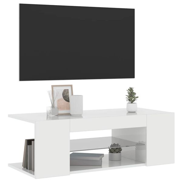 vidaXL TV Cabinet High gloss white Engineered wood 35.4 x 15.4 x 11.8 in