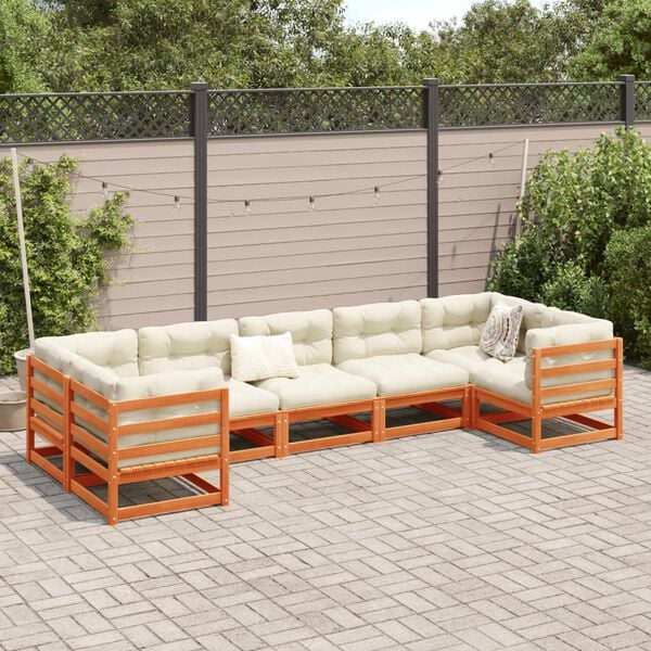 vidaXL Garden Sofa Set Wax brown, Cream