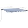 vidaXL Retractable Awning Blue and White Aluminum, Polyester Large
