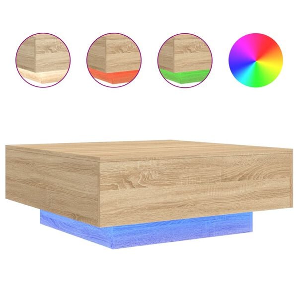 vidaXL Coffee Table Sonoma oak Engineered wood Medium Lights