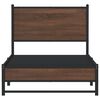 vidaXL Bed Frame Brown Oak Steel, Engineered Wood Twin Bed Frame