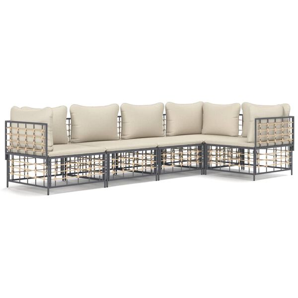 vidaXL Garden Lounge Set Anthracite, Beige