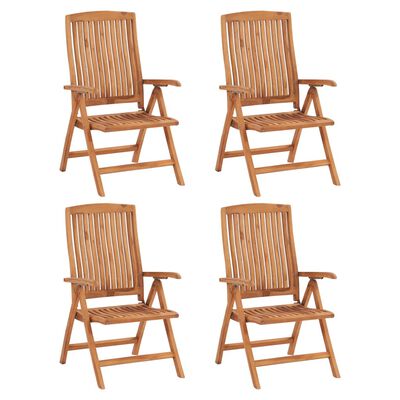 vidaXL Reclining Patio Chairs 4 pcs Solid Teak Wood