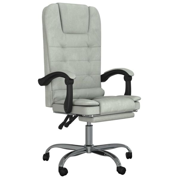 vidaXL Massage Office Chair Light gray Velvet, metal, plywood Medium