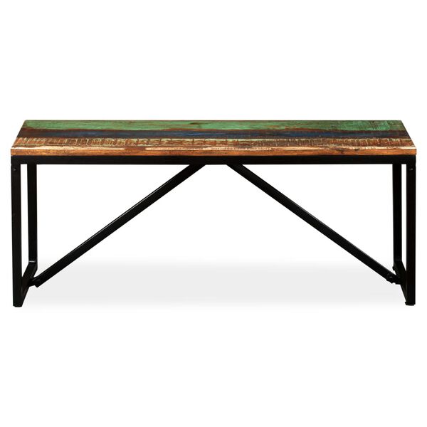 vidaXL Bench Multicolour Solid reclaimed wood, steel 43.3 x 13.8 x 17.7 in