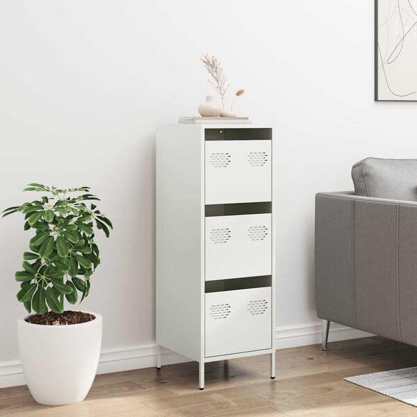 vidaXL Highboard White Cold-rolled steel Medium Highboard Rectangular