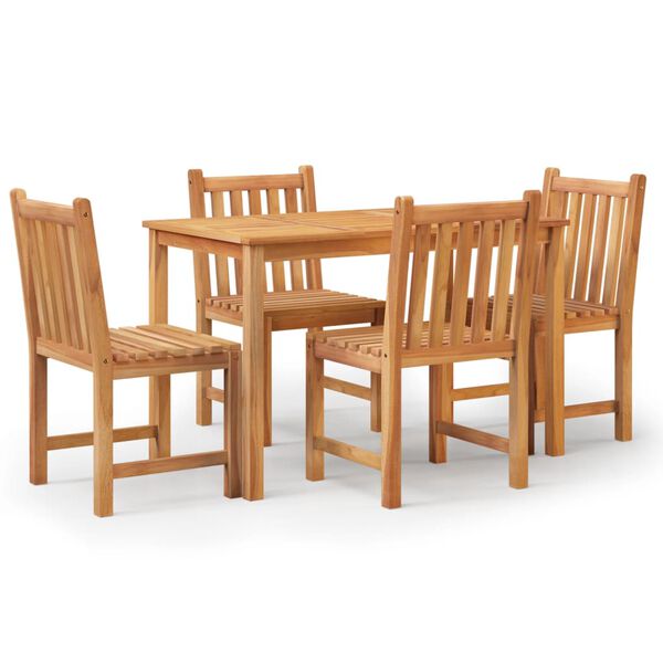 vidaXL Garden Dining Set Teak Solid Teak Wood 5 Piece Set Durable