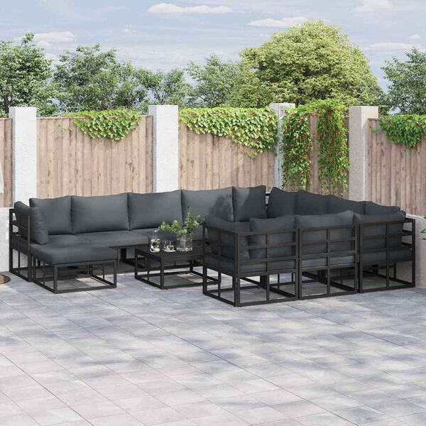 vidaXL Garden Sofa Set 12 pcs Black Metal
