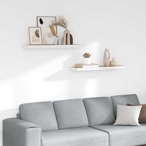 vidaXL Wall Shelf Set of 2 Oak and White Honeycomb MDF, Metal Medium