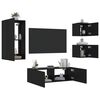 vidaXL 4 Piece TV Wall Stands with LED Lights Black