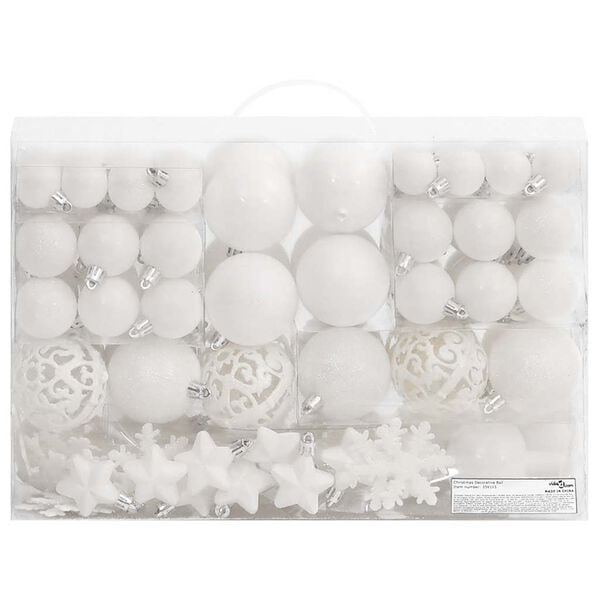 vidaXL Christmas Bauble Set Set of 111 White Polystyrene (PS)