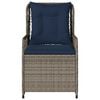vidaXL Reclining Patio Chair Gray PE rattan Standard Adjustable Feet