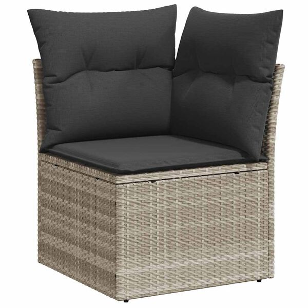 vidaXL Garden Sofa Set Light Grey PE Rattan Standard Removable Covers