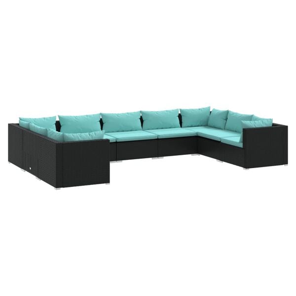 vidaXL Garden Lounge Set Black, Water blue