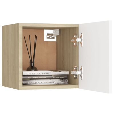 vidaXL Bedside Cabinets 2 pcs White & Sonoma Oak 12"x11.8"x11.8" Engineered Wood