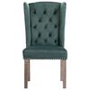vidaXL Dining Chair Dark Green Velvet, Solid Rubberwood Medium