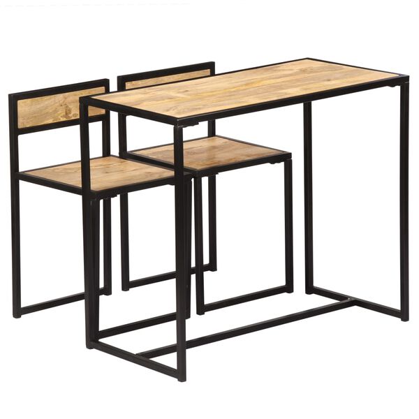 vidaXL Dining Set Natural wood and black