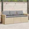 vidaXL Garden Sofa Beige Poly Rattan, Powder-Coated Steel 3-Seater