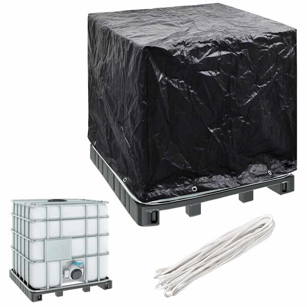 vidaXL IBC Container Cover Black Polyethylene 45.7 x 39.4 x 47.2 in