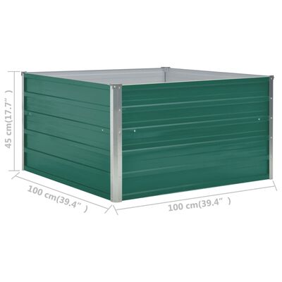 vidaXL Raised Garden Bed 39.4"x39.4"x17.7" Galvanized Steel Green