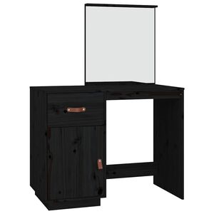 vidaXL Dressing Table Black Solid Pine Wood Medium Dressing Table