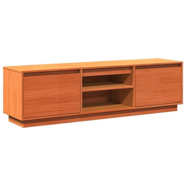 vidaXL TV Cabinet Wax Brown Solid Pine Wood TV Cabinet Rectangular