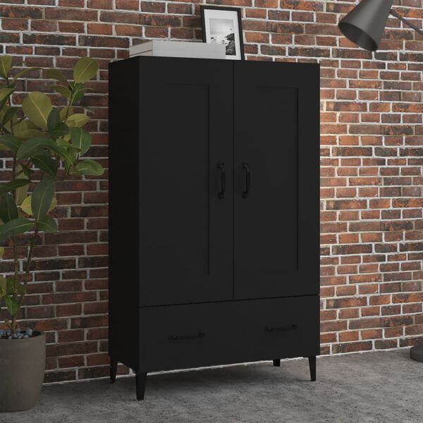 vidaXL Highboard Black Engineered wood, Iron Highboard Rectangular