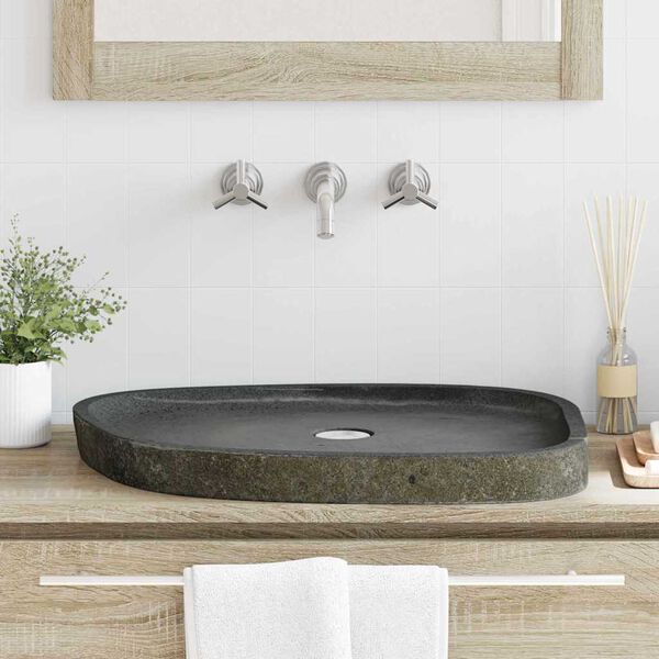 vidaXL Basin Gray (55-65) x (40-50) x 6 cm River stone