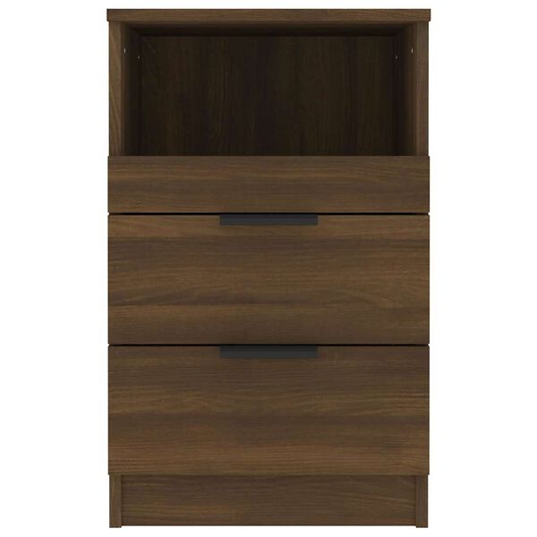 vidaXL Bedside Cabinet Brown Oak Engineered Wood 15.7 x 14.2 x 25.6 in