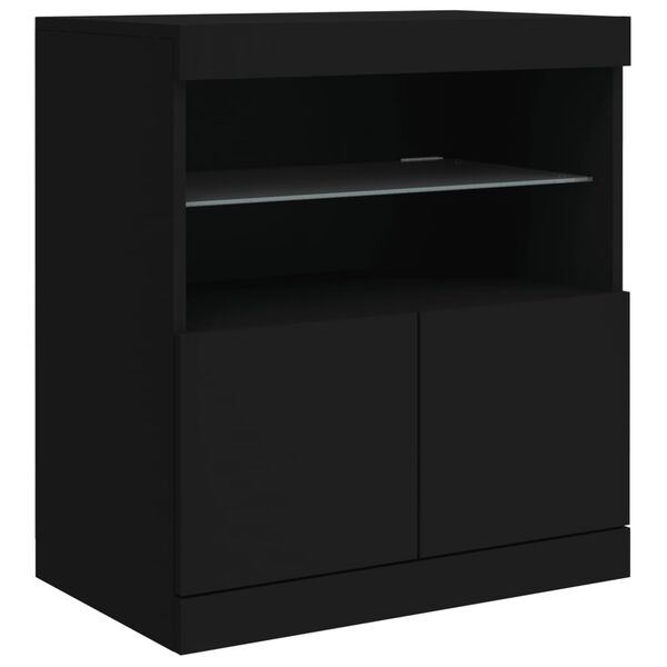 vidaXL Sideboard Black Engineered wood, glass Compact Sideboard
