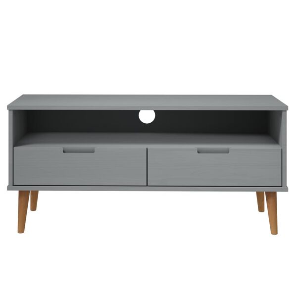 vidaXL TV Cabinet Grey Solid pine wood with UV varnish finish Medium