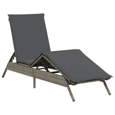 Single gray cushioned lounge chair in a reclined position.