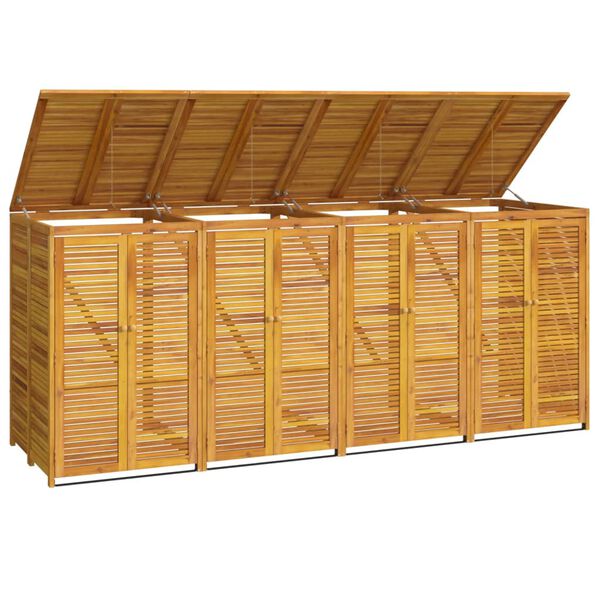vidaXL Quadruple Garbage Bin Shed 110.2"x35"x46.1" Solid Wood Acacia