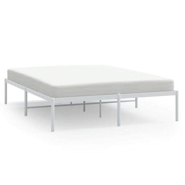 vidaXL Bed Frame White Steel 55.1x78.7 in Metal Bed Frame Rectangular